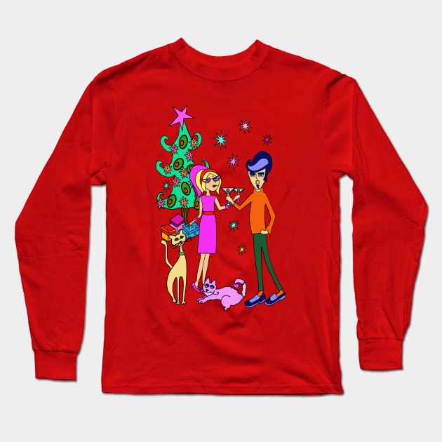 Merry Martini Christmas Long Sleeve T-Shirt by Lynndarakos